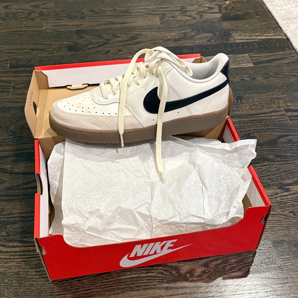 Nike Men's Court Vision Casual White and Black Sneakers